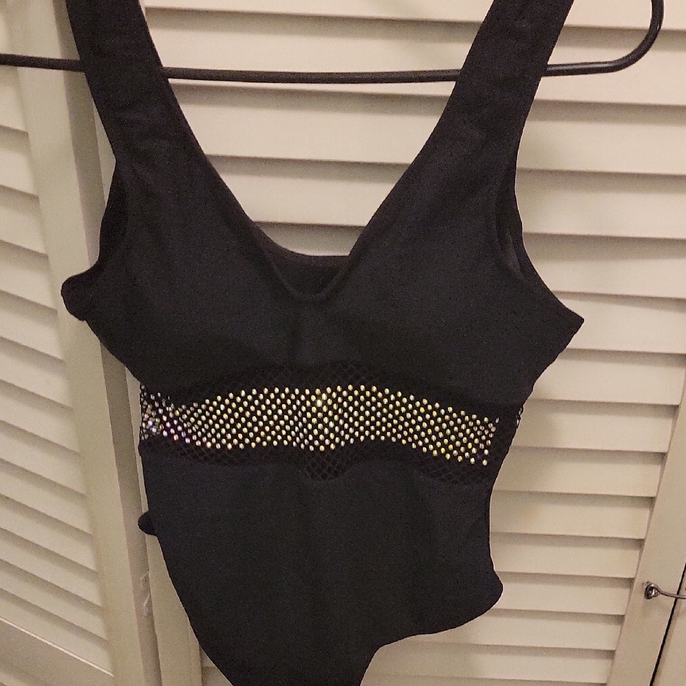 Black One Piece Swimsuit with Bling